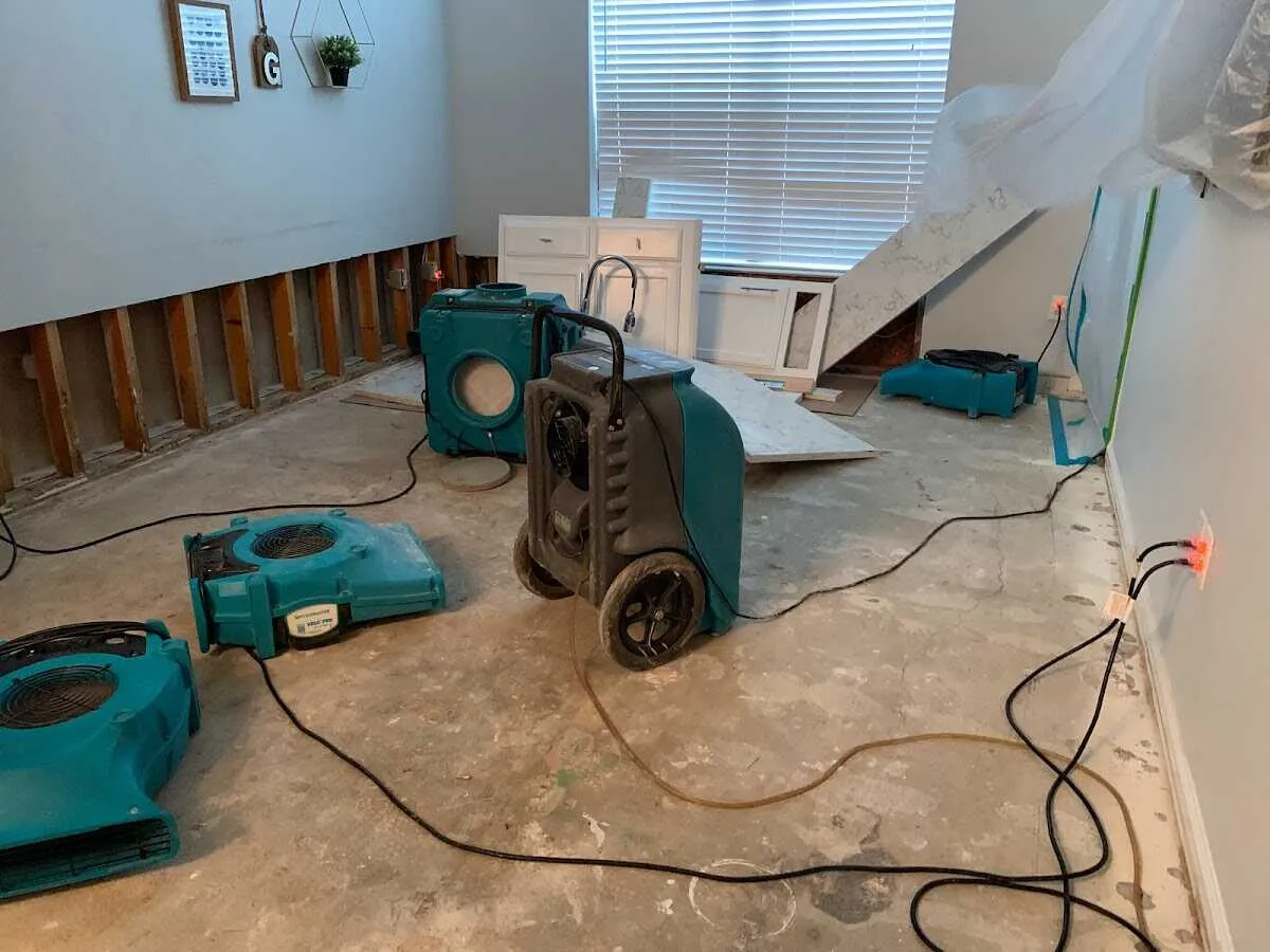 Dehumidifier in flood-cut room for Water Damage Restoration in Five Corners